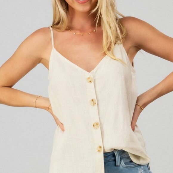 Linen Oatmeal Cami - Picture 2 of 7